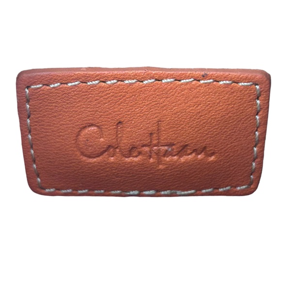 Cole Haan Orange Leather Magnetic Clutch Buckle Silver Pouch - Picture 6 of 6